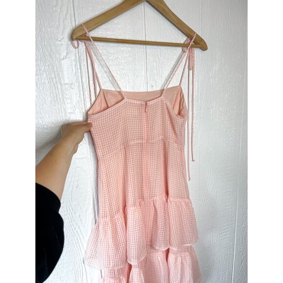 CAPULET Quinn Pink and White Gingham Chiffon Midi Size US XS - Picture 6 of 9